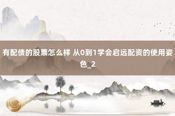 有配债的股票怎么样 从0到1学会启远配资的使用姿色_2