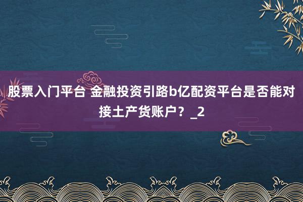股票入门平台 金融投资引路b亿配资平台是否能对接土产货账户?_2